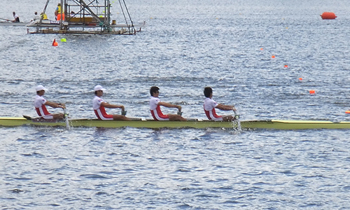 世界選手権　男子軽量級舵手なしフォア(佐藤・片岡)