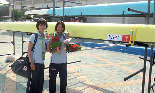 アジア競技大会　女子軽量級ダブルスカル(福本)　表彰式後